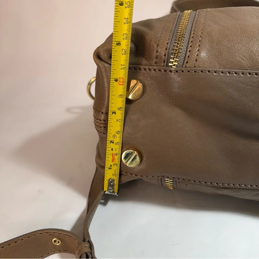 Michael Kors Moxley Taupe Leather Shoulder Crossbody Bag